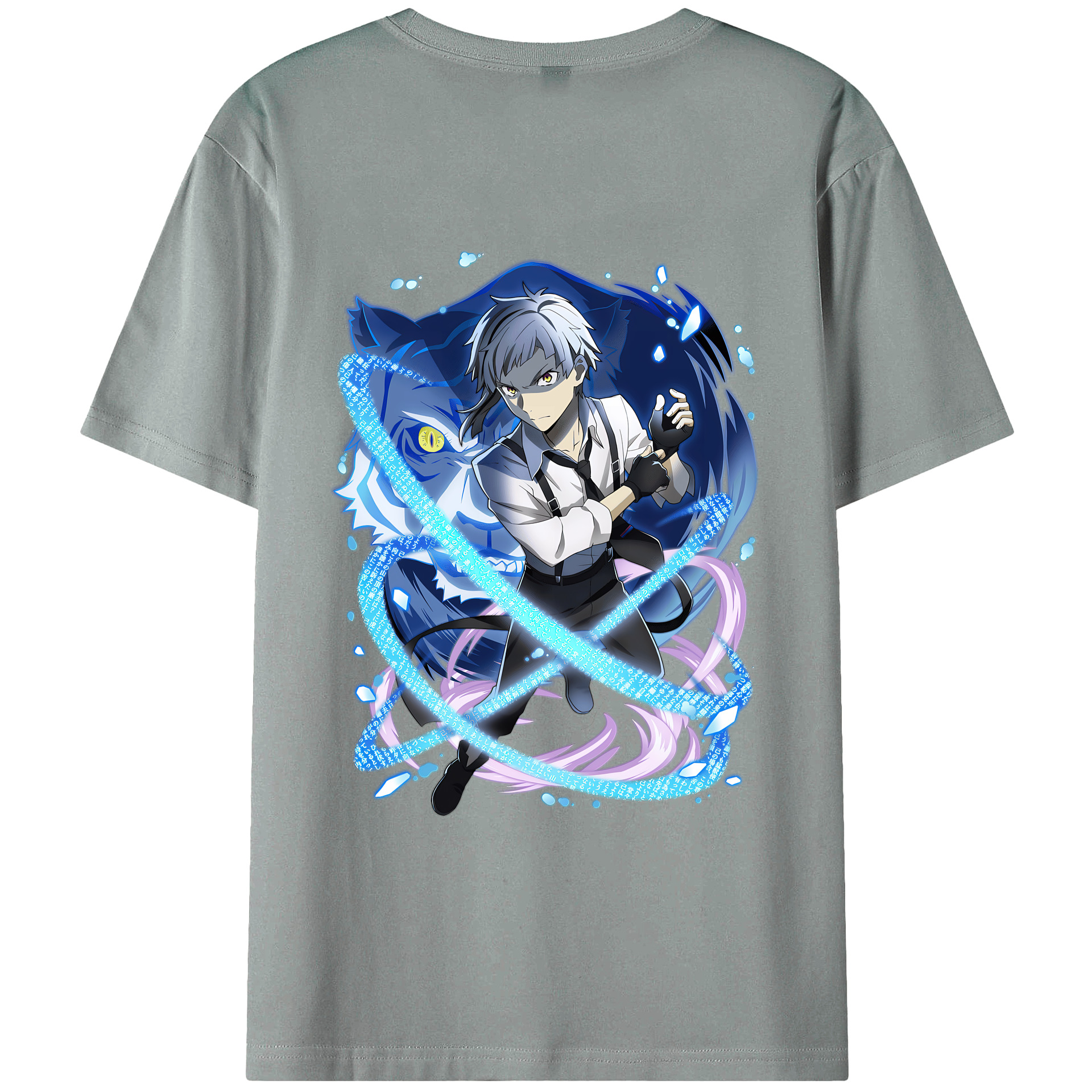 （画像用） 文豪ストレイドッグス Bungo Stray Dogs 綿100％ メンズ半袖Tシャツ（バックプリント） 通気性